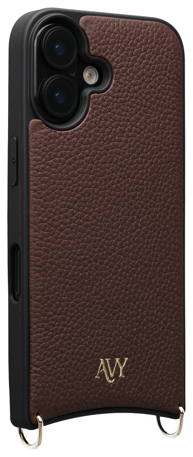 AVY Apple iPhone 16 Hoesje met Koord Haakjes MagSafe Leer Chocolate afbeelding 9