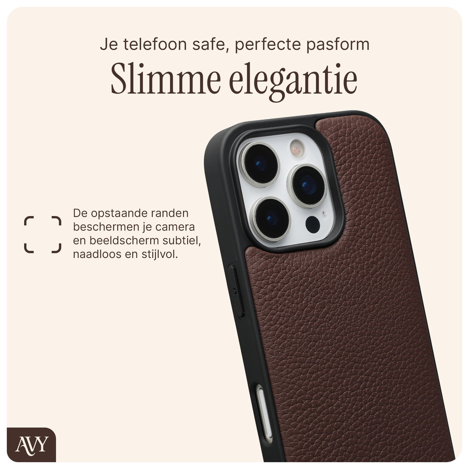 AVY Apple iPhone 16 Pro Hoesje met Koord Haakjes MagSafe Leer Chocolate afbeelding 7