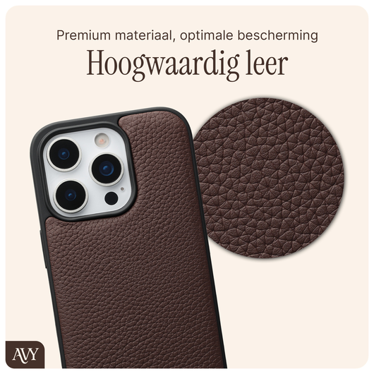 AVY Apple iPhone 16 Pro Hoesje met Koord Haakjes MagSafe Leer Chocolate afbeelding 5