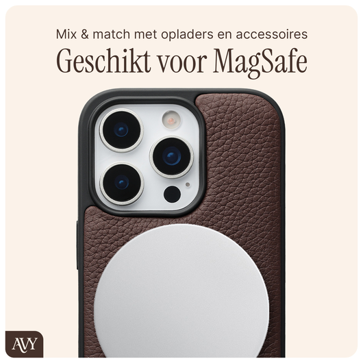 AVY Apple iPhone 16 Pro Hoesje met Koord Haakjes MagSafe Leer Chocolate afbeelding 6