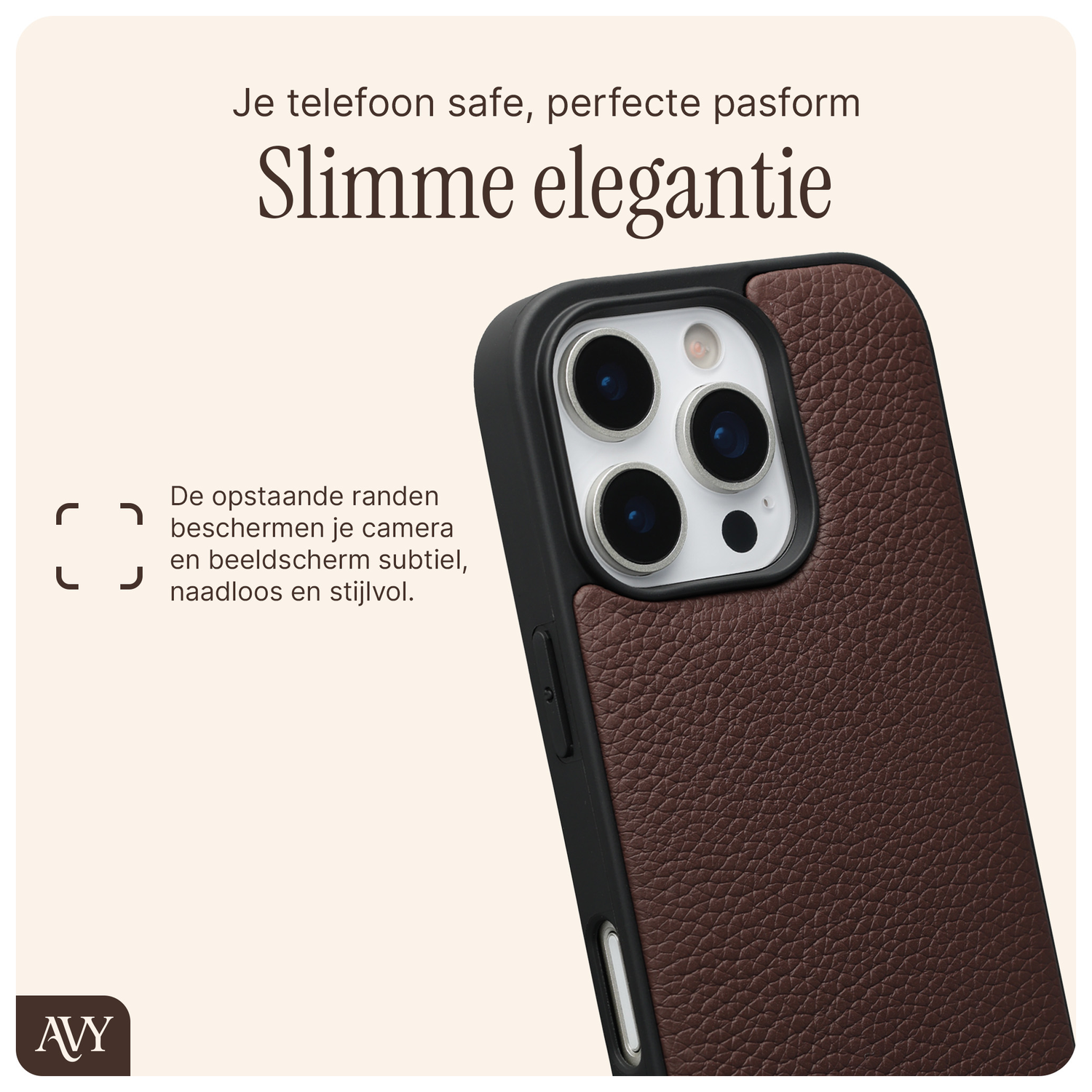 AVY Apple iPhone 16 Pro Max Hoesje met Koord Haakjes MagSafe Leer Chocolate afbeelding 8