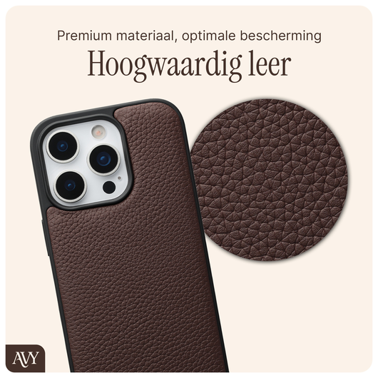 AVY Apple iPhone 16 Pro Max Hoesje met Koord Haakjes MagSafe Leer Chocolate afbeelding 6