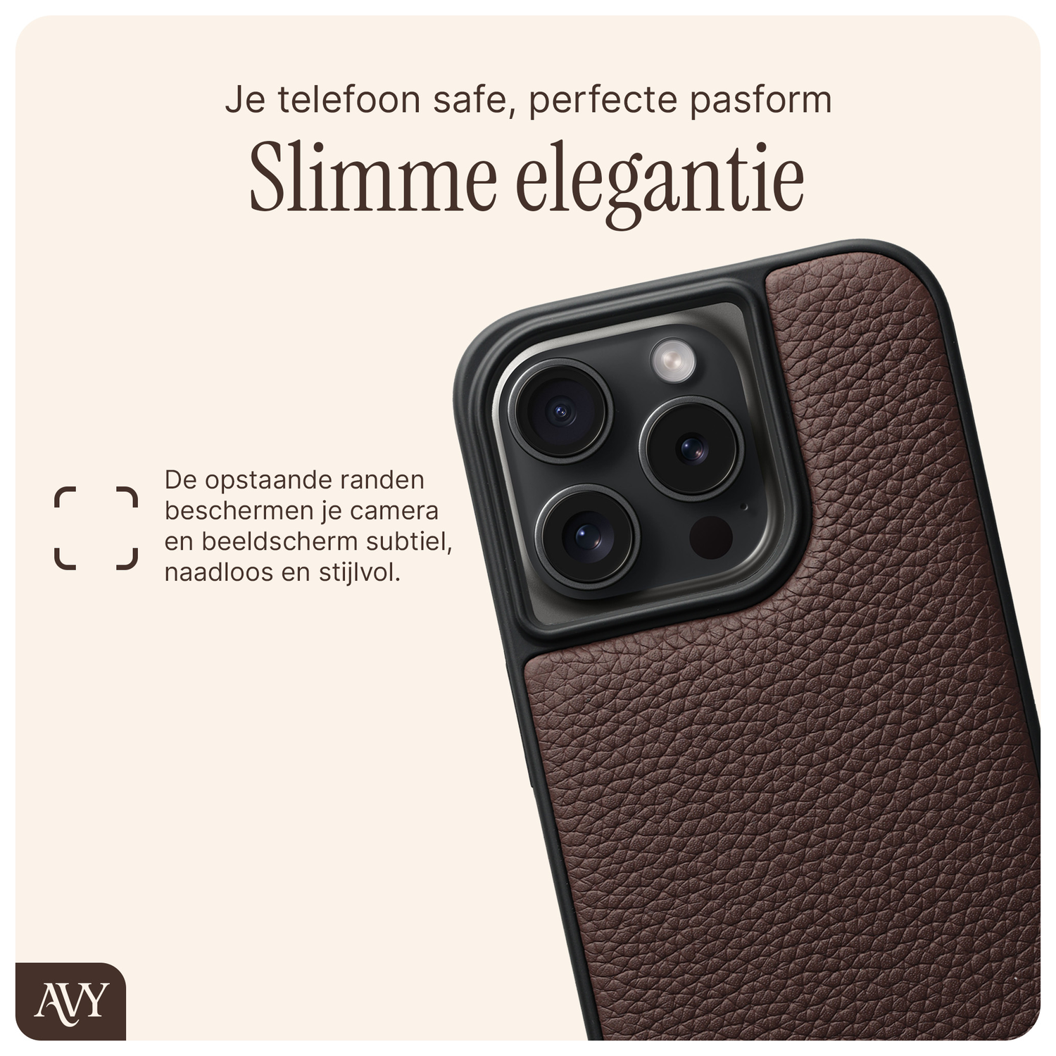 AVY Apple iPhone 15 Pro Hoesje met Koord Haakjes MagSafe Leer Chocolate afbeelding 8