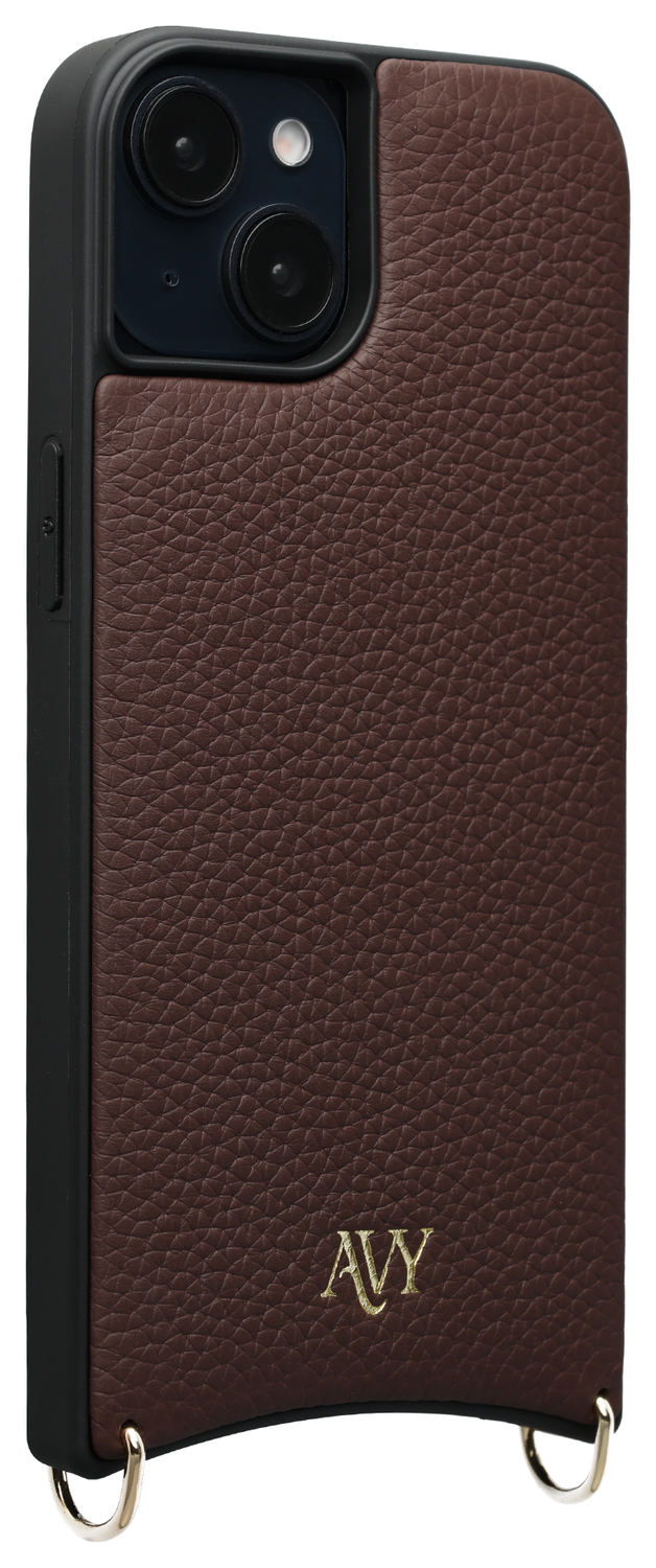 AVY Apple iPhone 14 / 13 Hoesje met Koord Haakjes MagSafe Leer Chocolate afbeelding 8