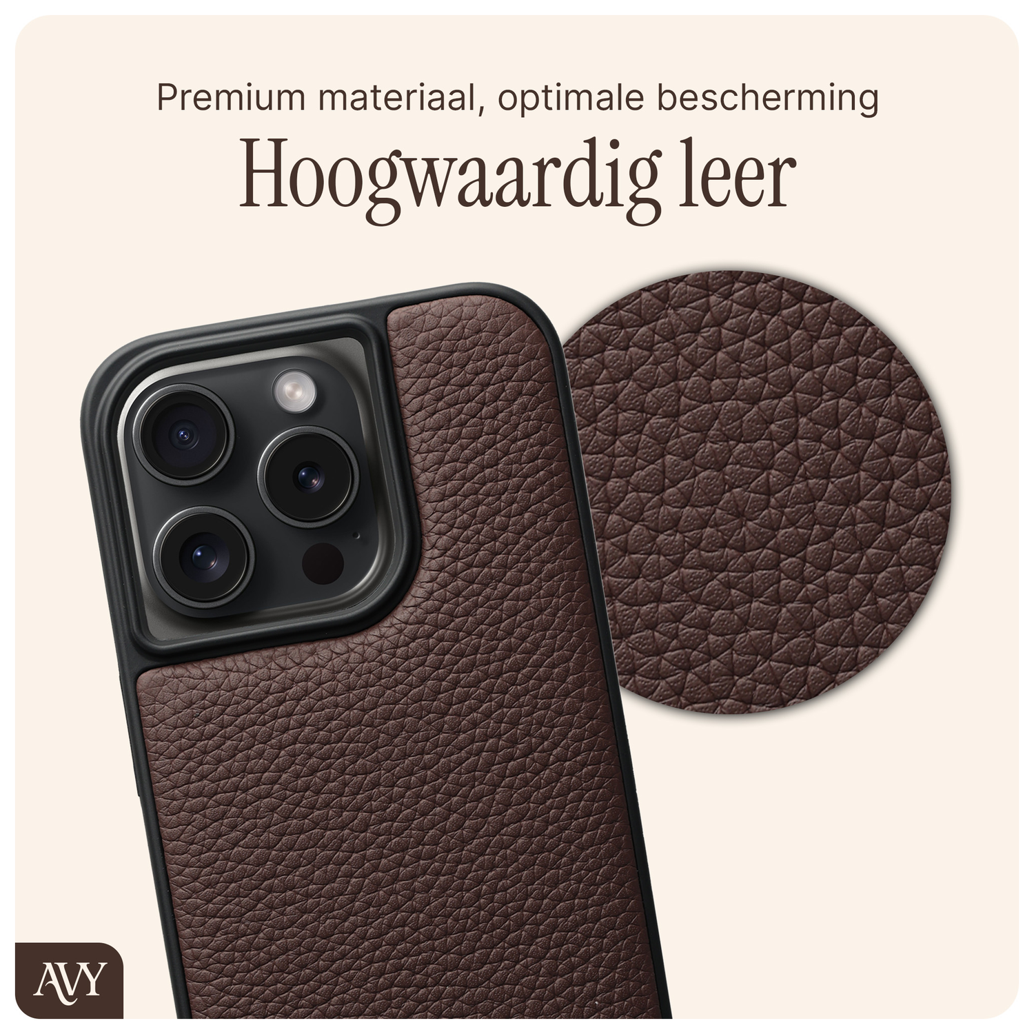 AVY Apple iPhone 14 Pro Hoesje met Koord Haakjes MagSafe Leer Chocolate afbeelding 5