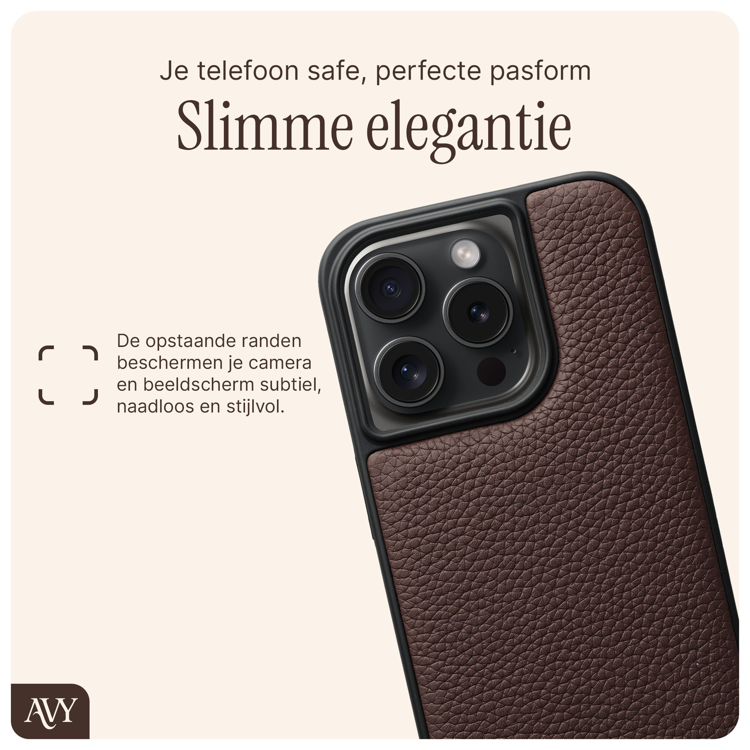 AVY Apple iPhone 14 Pro Hoesje met Koord Haakjes MagSafe Leer Chocolate afbeelding 7