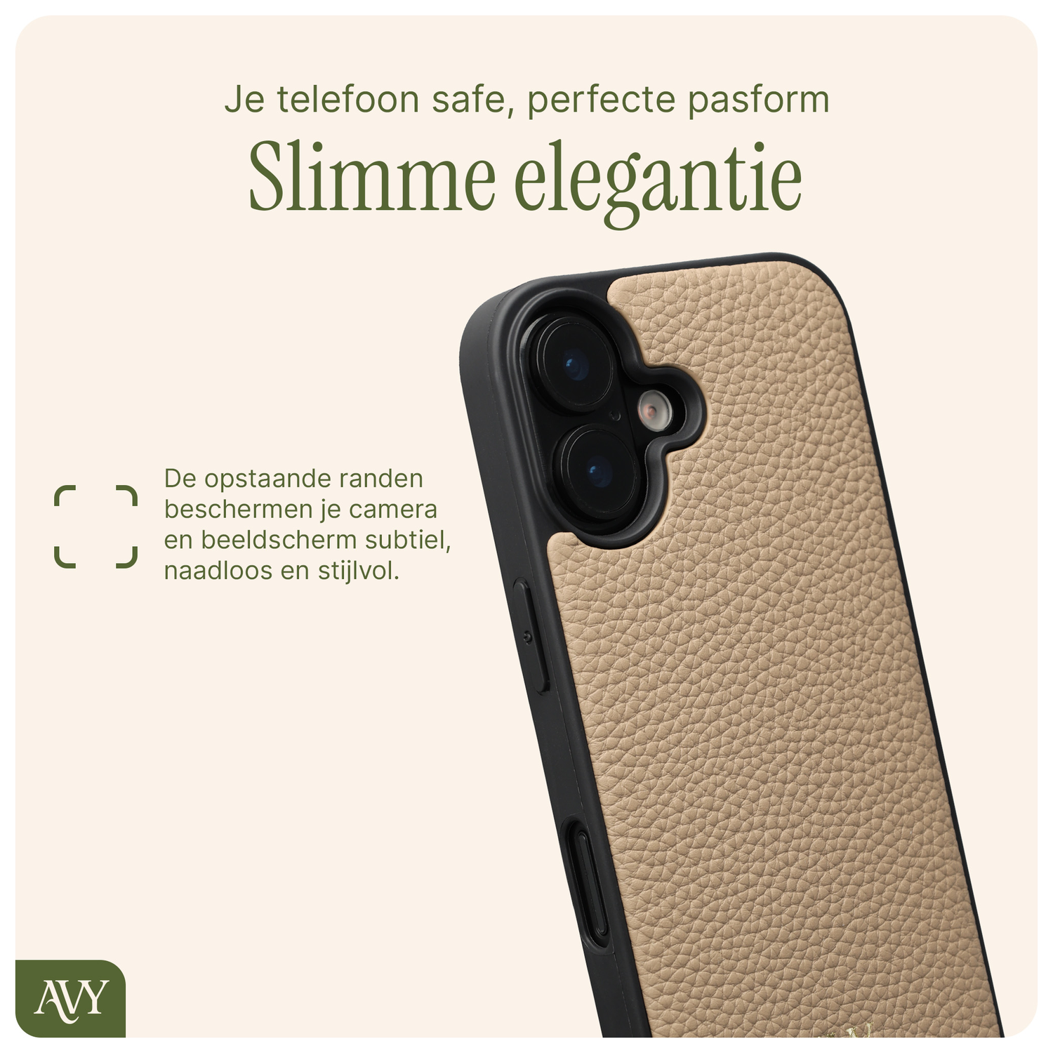 AVY Apple iPhone 17 Hoesje met Koord Haakjes MagSafe Leer Beige afbeelding 7