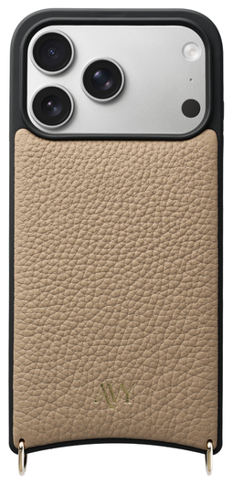 AVY Apple iPhone 17 Pro Hoesje met Koord Haakjes MagSafe Leer Beige afbeelding 1
