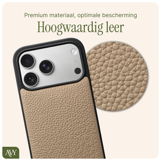 AVY Apple iPhone 17 Pro Hoesje met Koord Haakjes MagSafe Leer Beige afbeelding 6