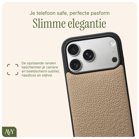 AVY Apple iPhone 17 Pro Hoesje met Koord Haakjes MagSafe Leer Beige afbeelding 7