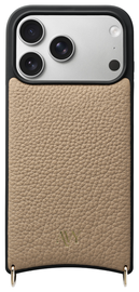 AVY Apple iPhone 17 Pro Hoesje met Koord Haakjes MagSafe Leer Beige afbeelding