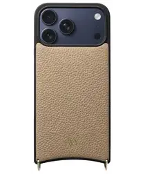 AVY Apple iPhone 17 Pro Max Hoesje met Koord Haakjes MagSafe Leer Beige afbeelding