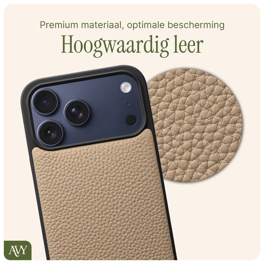 AVY Apple iPhone 17 Pro Max Hoesje met Koord Haakjes MagSafe Leer Beige afbeelding 5