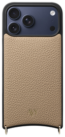 AVY Apple iPhone 17 Pro Max Hoesje met Koord Haakjes MagSafe Leer Beige afbeelding