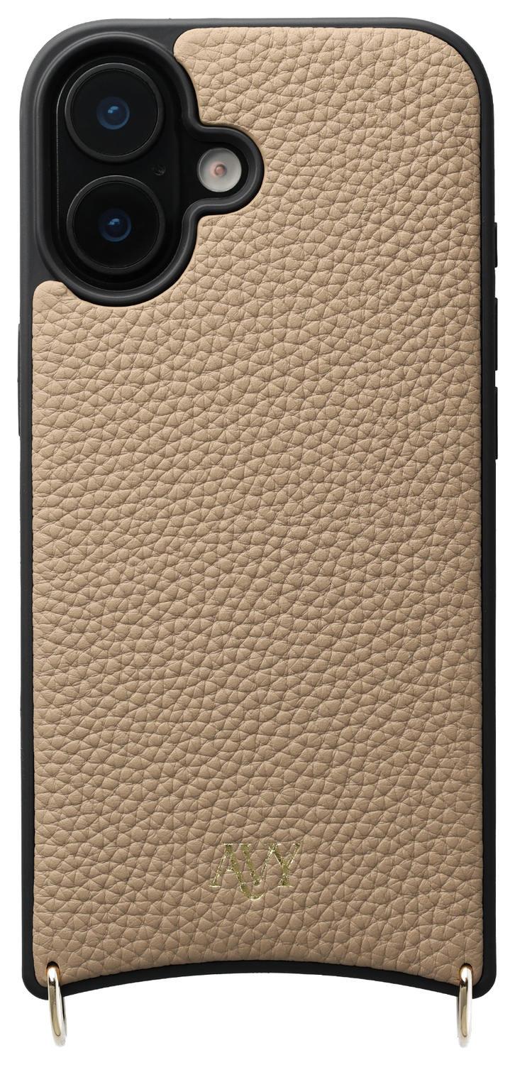 AVY Apple iPhone 16 Hoesje met Koord Haakjes MagSafe Leer Beige afbeelding 1