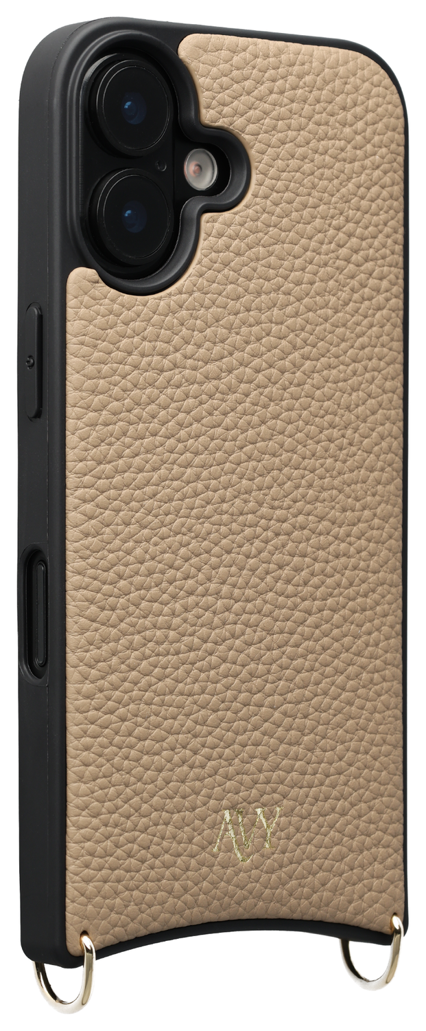 AVY Apple iPhone 16 Hoesje met Koord Haakjes MagSafe Leer Beige afbeelding 9