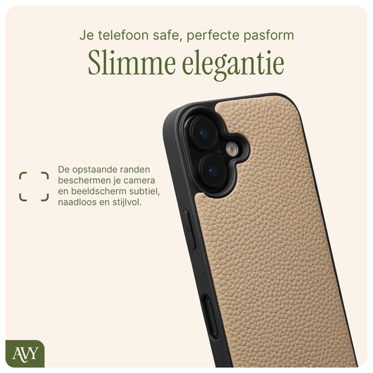 AVY Apple iPhone 16 Hoesje met Koord Haakjes MagSafe Leer Beige afbeelding 8