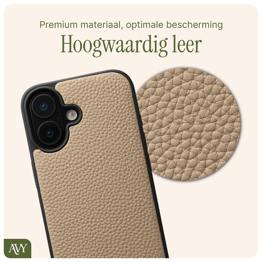 AVY Apple iPhone 16 Hoesje met Koord Haakjes MagSafe Leer Beige afbeelding 6