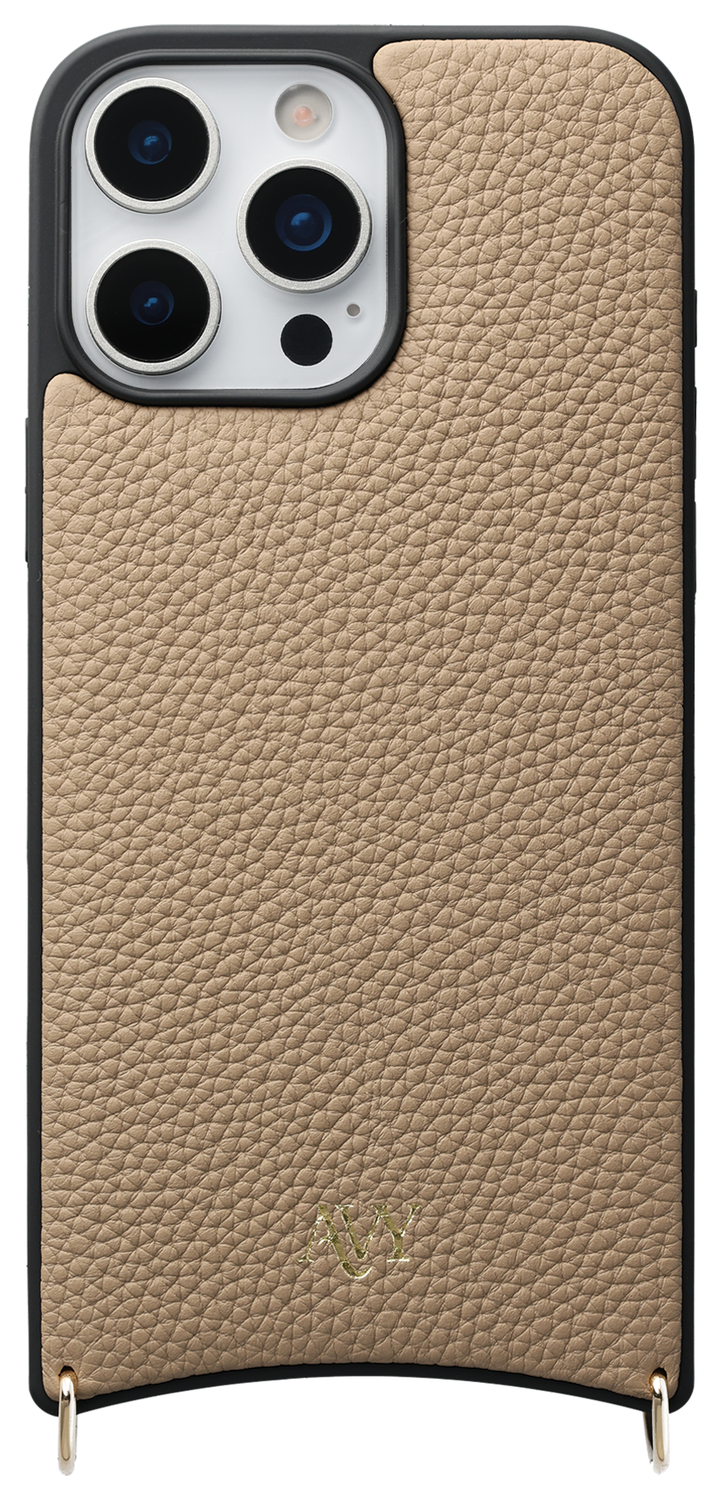 AVY Apple iPhone 16 Pro Hoesje met Koord Haakjes MagSafe Leer Beige afbeelding 1