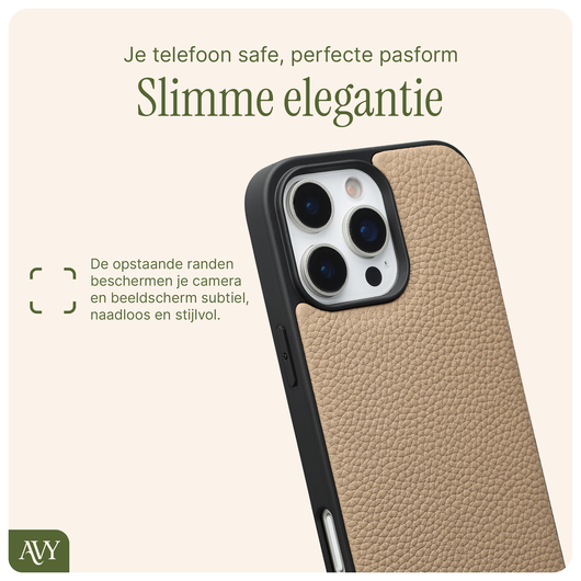 AVY Apple iPhone 16 Pro Hoesje met Koord Haakjes MagSafe Leer Beige afbeelding 7