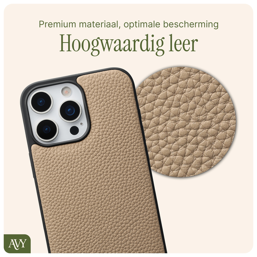AVY Apple iPhone 16 Pro Hoesje met Koord Haakjes MagSafe Leer Beige afbeelding 5