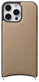 AVY Apple iPhone 16 Pro Hoesje met Koord Haakjes MagSafe Leer Beige