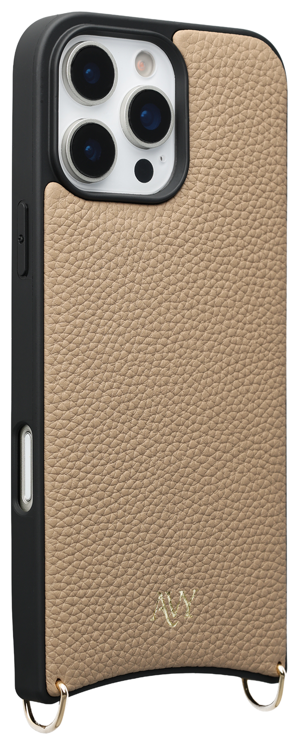 AVY Apple iPhone 16 Pro Max Hoesje met Koord Haakjes MagSafe Leer Beige afbeelding 9
