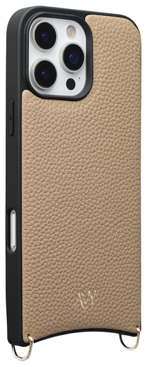 AVY Apple iPhone 16 Pro Max Hoesje met Koord Haakjes MagSafe Leer Beige afbeelding 9