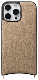 AVY Apple iPhone 16 Pro Max Hoesje met Koord Haakjes MagSafe Leer Beige