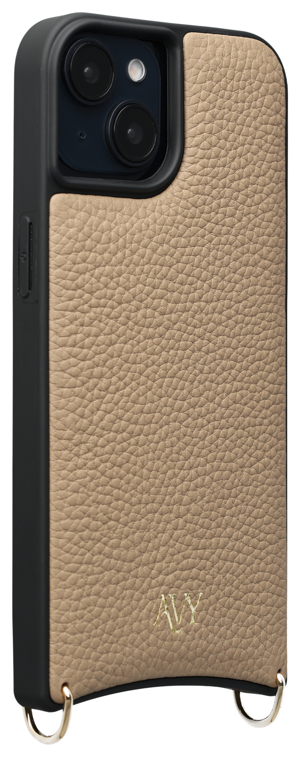 AVY Apple iPhone 14 / 13 Hoesje met Koord Haakjes MagSafe Leer Beige afbeelding 8
