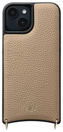 AVY Apple iPhone 14 / 13 Hoesje met Koord Haakjes MagSafe Leer Beige afbeelding