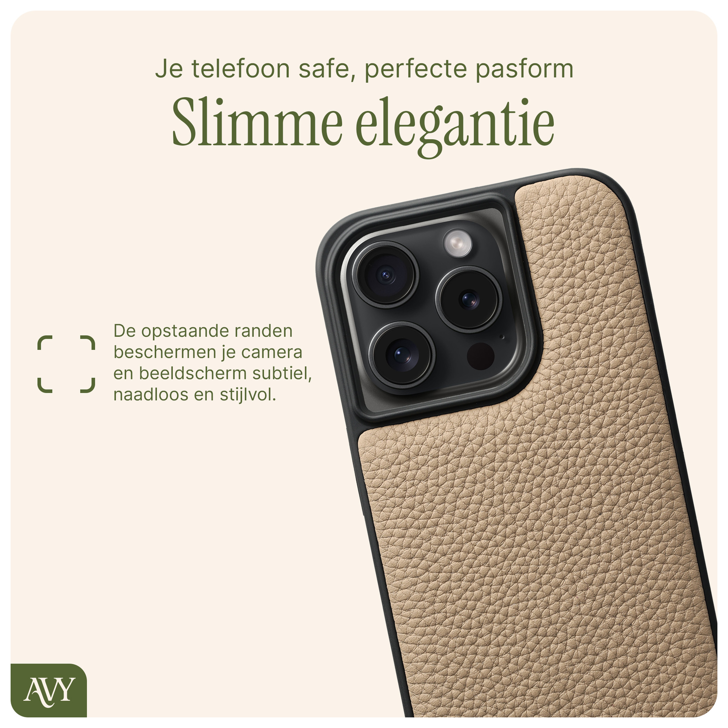 AVY Apple iPhone 14 Pro Hoesje met Koord Haakjes MagSafe Leer Beige afbeelding 7