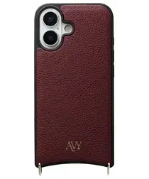 AVY Apple iPhone 17 Hoesje met Koord Haakjes MagSafe Leer Burgundy afbeelding