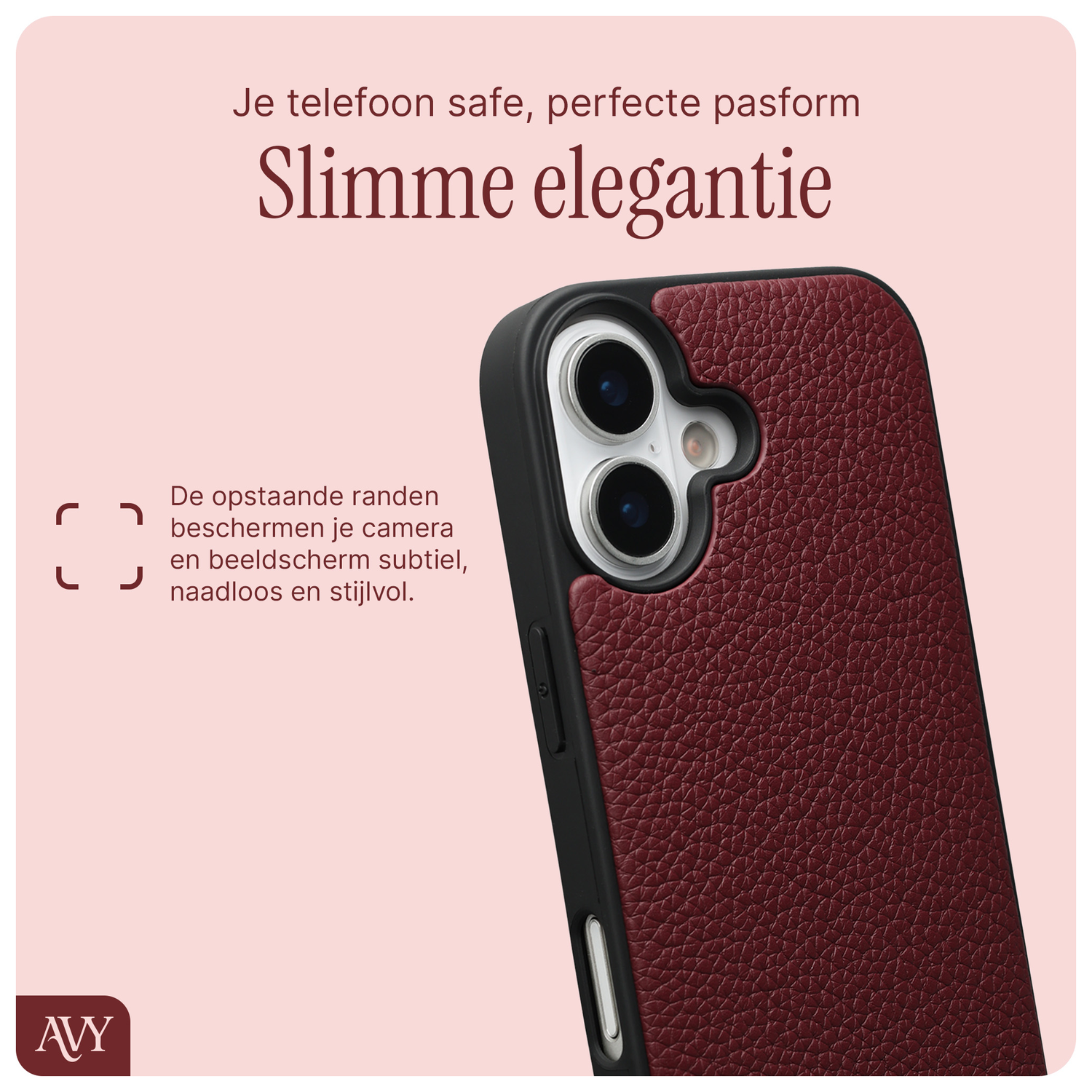 AVY Apple iPhone 17 Hoesje met Koord Haakjes MagSafe Leer Burgundy afbeelding 7