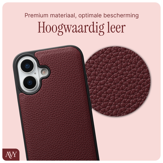 AVY Apple iPhone 17 Hoesje met Koord Haakjes MagSafe Leer Burgundy afbeelding 5