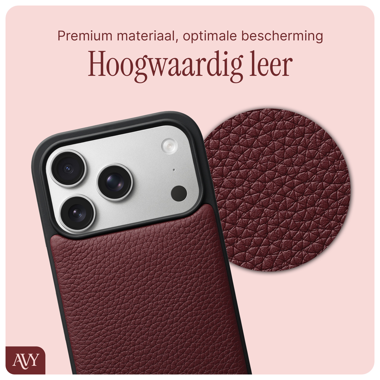 AVY Apple iPhone 17 Pro Hoesje met Koord Haakjes MagSafe Leer Burgundy afbeelding 5