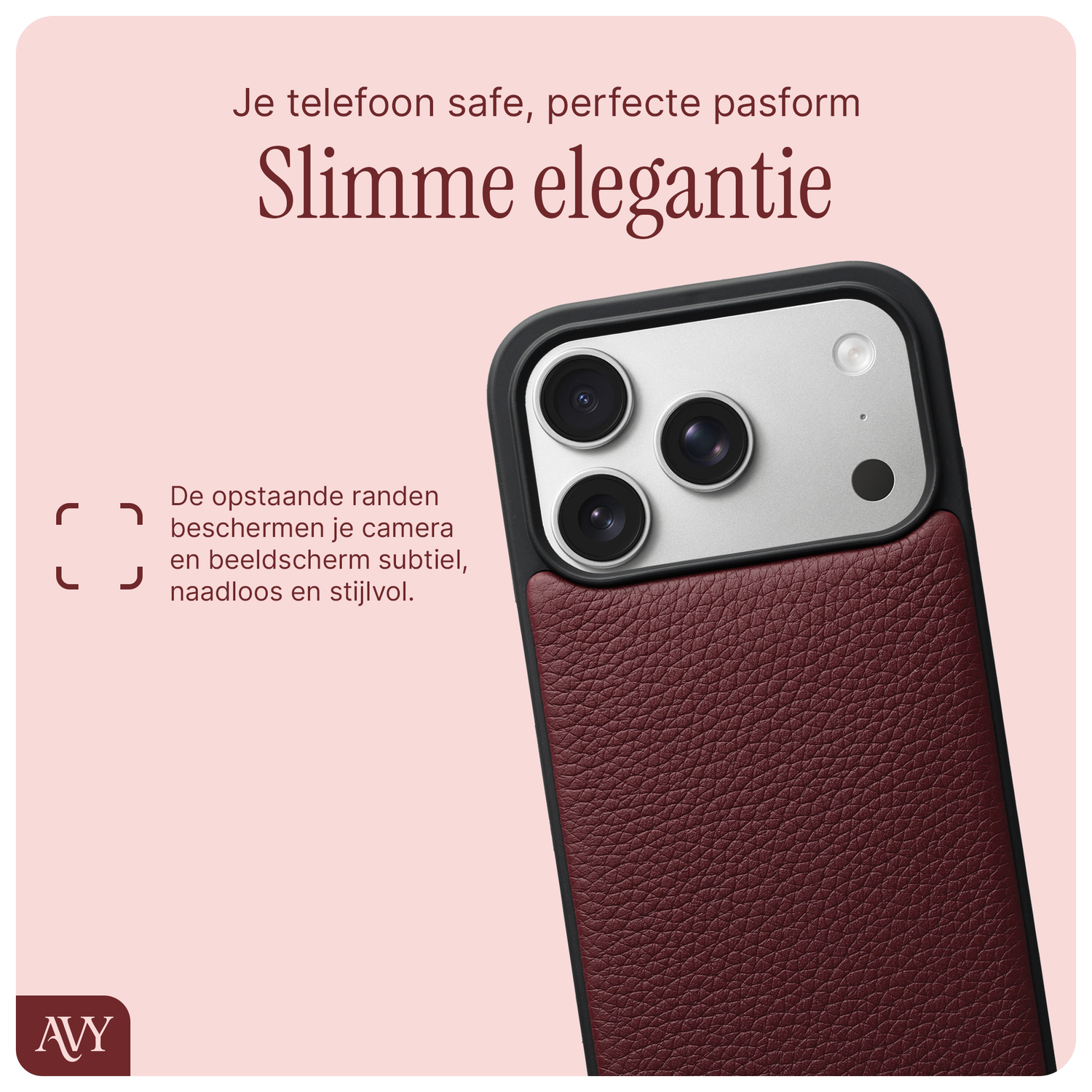 AVY Apple iPhone 17 Pro Hoesje met Koord Haakjes MagSafe Leer Burgundy afbeelding 7