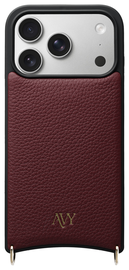 AVY Apple iPhone 17 Pro Hoesje met Koord Haakjes MagSafe Leer Burgundy afbeelding