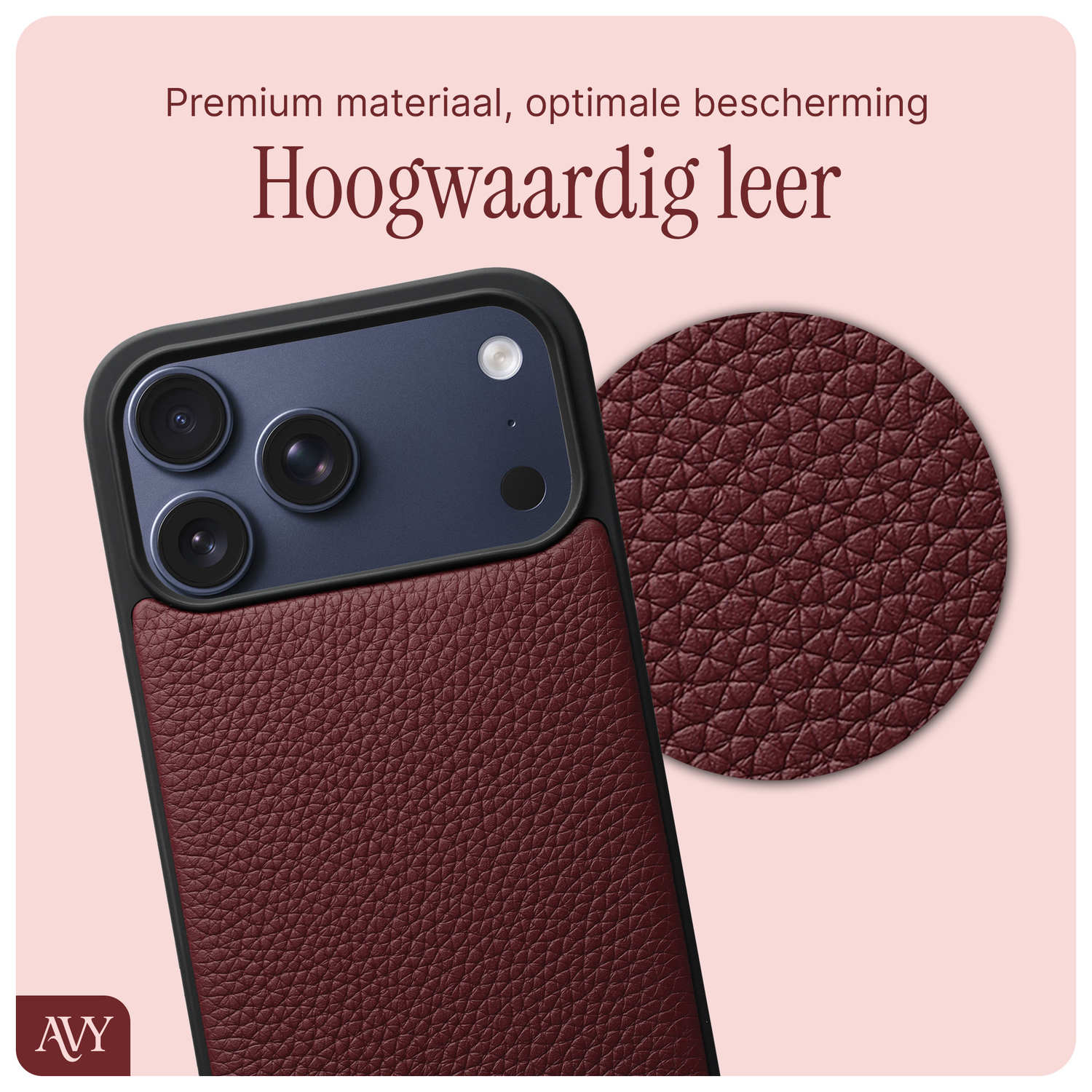 AVY Apple iPhone 17 Pro Max Hoesje met Koord Haakjes MagSafe Leer Burgundy afbeelding 5