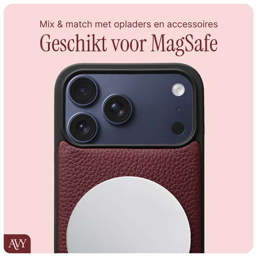 AVY Apple iPhone 17 Pro Max Hoesje met Koord Haakjes MagSafe Leer Burgundy afbeelding 7