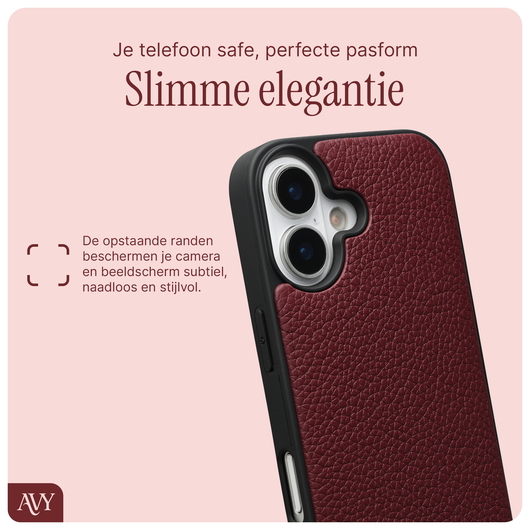 AVY Apple iPhone 16 Hoesje met Koord Haakjes MagSafe Leer Burgundy afbeelding 8