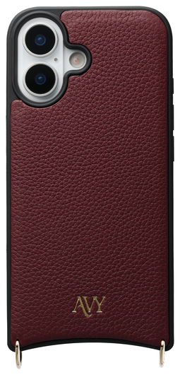 AVY Apple iPhone 16 Hoesje met Koord Haakjes MagSafe Leer Burgundy afbeelding 1