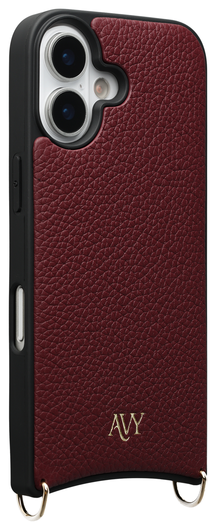 AVY Apple iPhone 16 Hoesje met Koord Haakjes MagSafe Leer Burgundy afbeelding 9