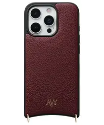 AVY Apple iPhone 16 Pro Hoesje met Koord Haakjes MagSafe Leer Burgundy afbeelding