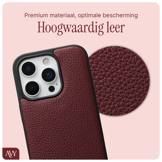 AVY Apple iPhone 16 Pro Hoesje met Koord Haakjes MagSafe Leer Burgundy afbeelding 5
