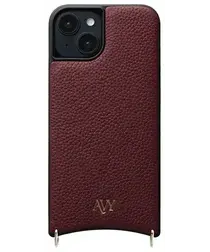 AVY Apple iPhone 15 Hoesje met Koord Haakjes MagSafe Leer Burgundy afbeelding