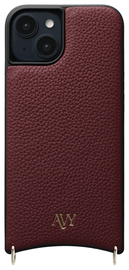 AVY Apple iPhone 15 Hoesje met Koord Haakjes MagSafe Leer Burgundy afbeelding