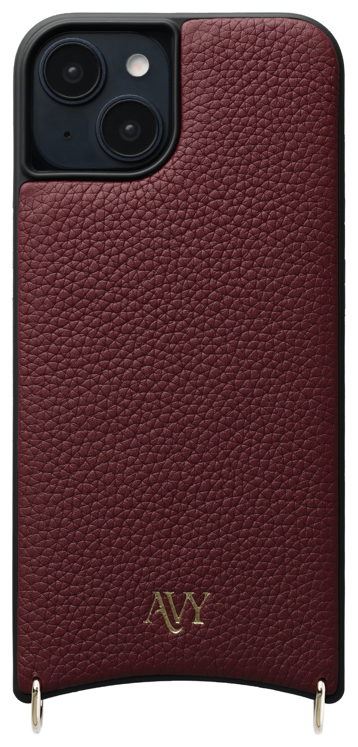 AVY Apple iPhone 14 / 13 Hoesje met Koord Haakjes MagSafe Leer Burgundy afbeelding 1