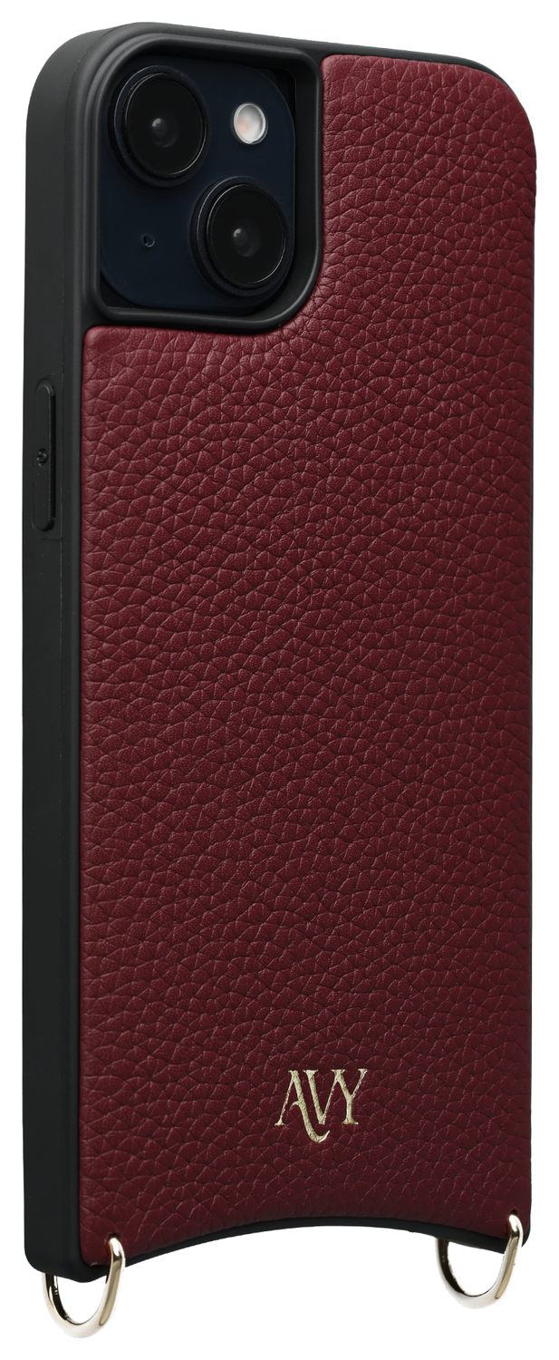AVY Apple iPhone 14 / 13 Hoesje met Koord Haakjes MagSafe Leer Burgundy afbeelding 8
