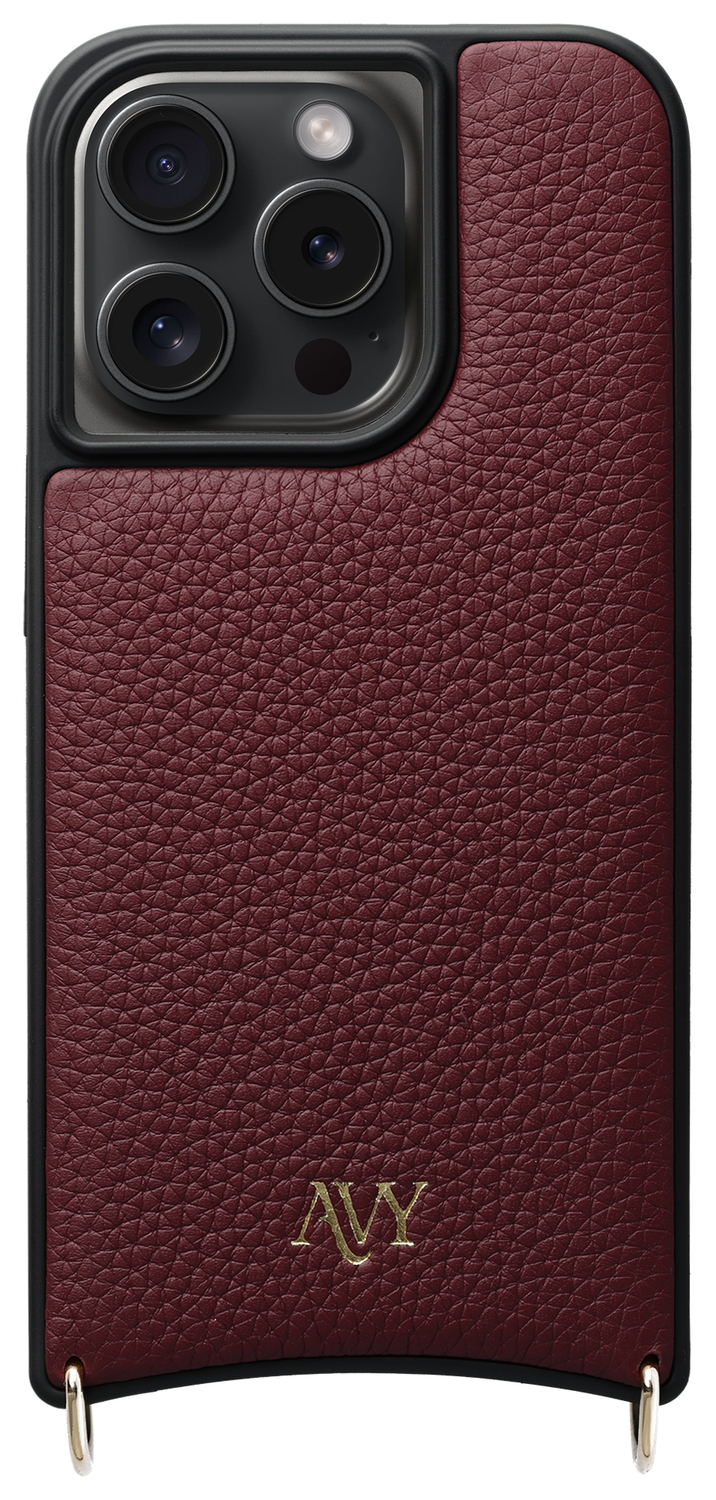 AVY Apple iPhone 14 Pro Hoesje met Koord Haakjes MagSafe Leer Burgundy afbeelding 1